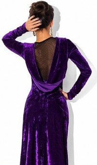 Бархатное эксклюзивное вечернее платье фиолетового цвета, фото 2