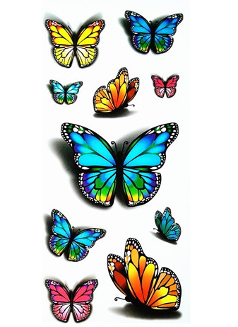 Переводное тату с разноцветными бабочками ТБ-126