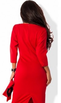 Платье-футляр миди из трикотажа джерси красное, фото 2