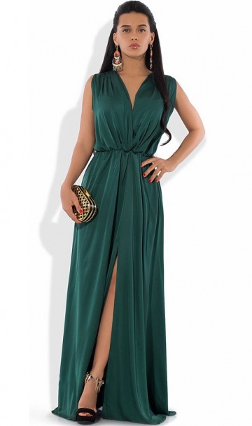Платье макси из шелка Армани зеленое, фото