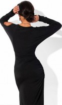Платье в пол облегающее с боковым разрезом черное, фото 2