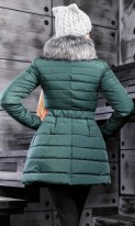 Ультрамодная зимняя курточка зеленого цвета с пышной юбкой СК-295 фото 2