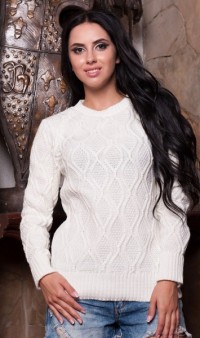 Женский белый теплый свитер СК-346