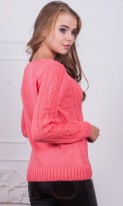 Женский свитер кораллового цвета СК-309 фото 2