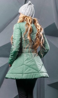 Зимняя куртка оливкового цвета с вышивкой СК-297 фото 2