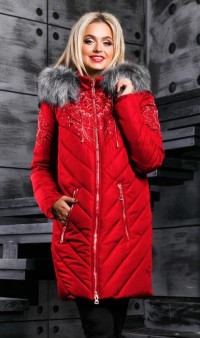 Зимняя куртка-пуховик красного цвета СК-293