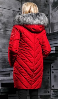 Зимняя куртка-пуховик красного цвета СК-293 фото 2
