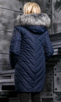 Зимняя куртка-пуховик темно синего цвета СК-291 фото 2