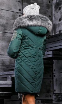 Зимняя куртка-пуховик темно зеленого цвета СК-292 фото 2
