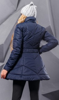 Зимняя куртка темно синего цвета с вышивкой СК-301 фото 2
