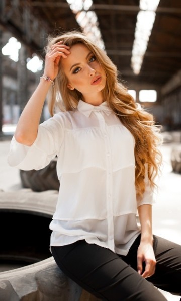 Белая офисная блуза на лето СК-405