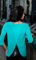 Бирюзовая блуза с оригинальной спинкой СК-406 фото 2