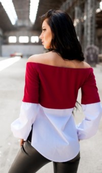 Блуза с открытыми плечами бордовая СК-419 фото 2
