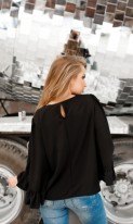 Черная блуза с широкими рукавами клеш СК-420 фото 2