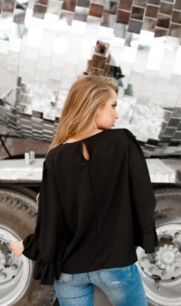 Черная блуза с широкими рукавами клеш СК-420 фото 2