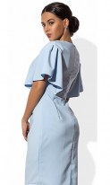 Голубое офисное платье с рукавами-пелеринками Д-869 фото 2