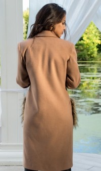 Кашемировое пальто с меховыми карманами СК-473 фото 2