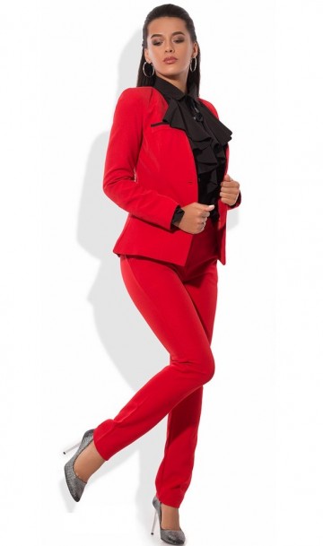 Оригинальный красный деловой костюм КТ-227