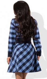 Платье-рубашка синего цвета из шерстяного трикотажа Д-902 фото 2