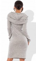 Платье серого цвета с воротником-капюшоном Д-878 фото 2