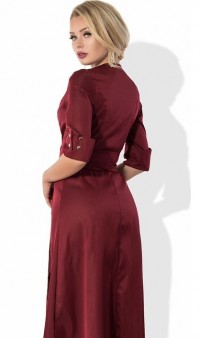 Бордовое платье макси в пол на запах Д-992 фото 2