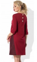 Бордовое прямое платье со вставками неопрен-гипюра Д-972 фото 2