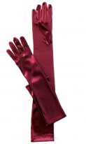 Длинные бордовые атласные перчатки А-1003 фото 2