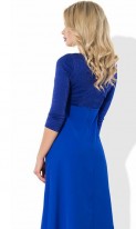 Синее вечернее платье ампир с верхом из люрекса Д-999 фото 2