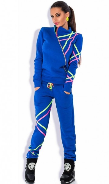 Синий спортивный костюм с манжетами КТ-256