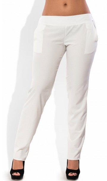 Белые летние брюки из ткани софт 1260