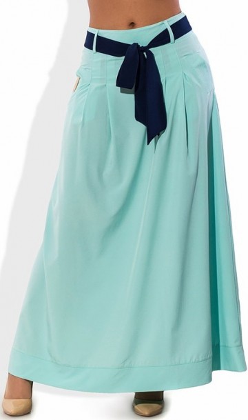 Летняя длинная ментоловая юбка 1263