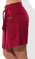 Льняная юбка-шорты цвета марсала 1282 фото 3