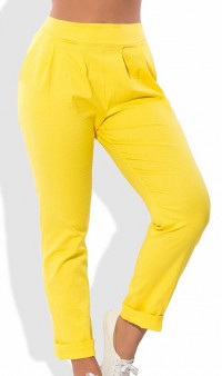 Желтые льняные брюки 1286