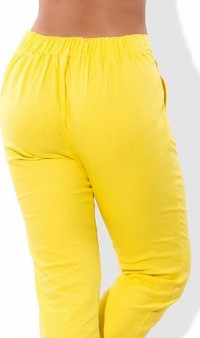 Желтые льняные брюки 1286 фото 2