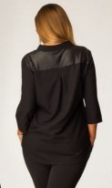 Блузка из шёлка с кокеткой из перфорированной экокожи размеры от XL 3050 , фото 2