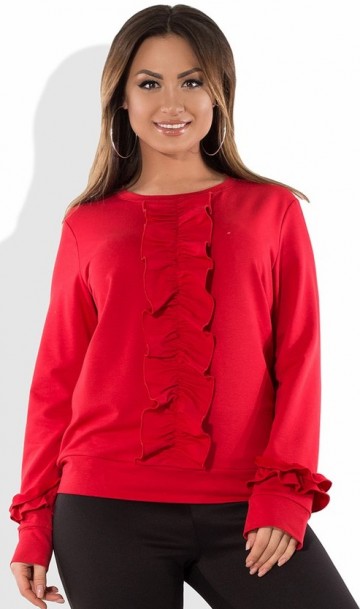 Блузка-свитшот из двунитки красная размеры от XL 3055, фото