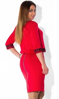 Красный костюм кофта с юбкой размеры от XL 4017 фото 2