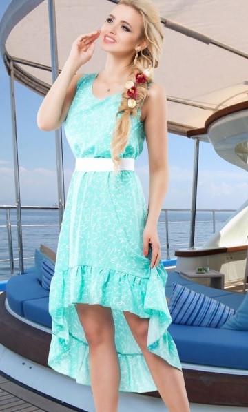 Оригинальное голубое летнее платье Д-092