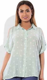 Рубашка с открытыми плечами с застежкой по всей спине размеры от XL 3011 , фото