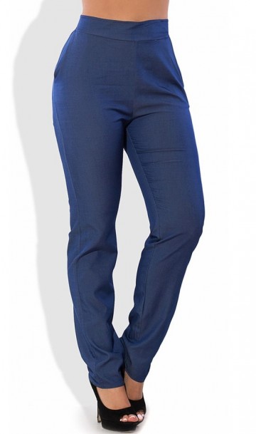 Синие брюки из тонкого летнего джинса 1289