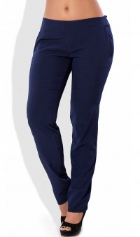 Темно синие летние брюки из ткани софт 1261