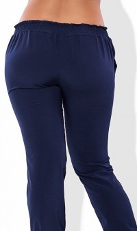 Темно синие летние брюки из ткани софт 1261 фото 2