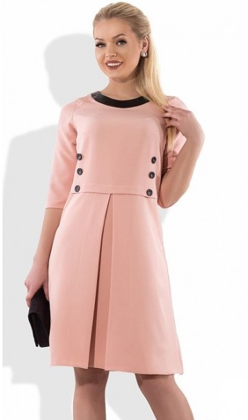 Экстравагантное розовое офисное платье Д-1015