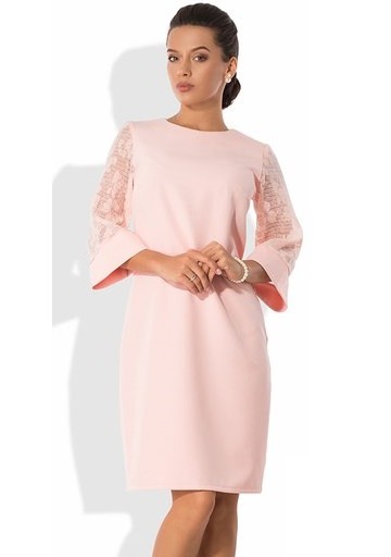 Элегантное розовое платье в офис Д-1030