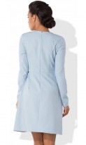Голубое офисное платье с кружевными карманами Д-1056 фото 2