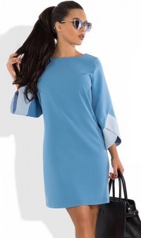 Голубое платье с оригинальными рукавами Д-1051 фото 2