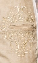 Кремовое замшевое платье с вышивкой на карманах Д-1064 фото 3