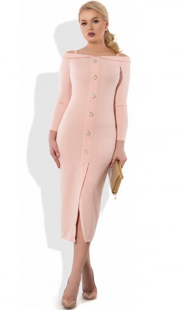 Розовое платье футляр миди Д-1065