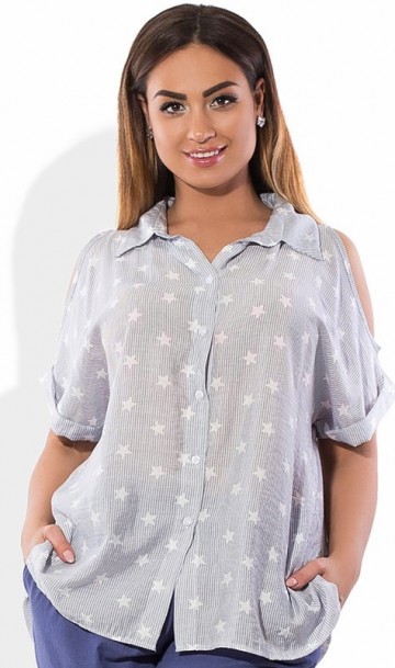 Рубашка с открытыми плечами размеры от XL 3091 , фото