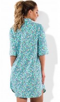 Бирюзовое платье-рубашка мини из льна размеры от XL ПБ-293, фото 2